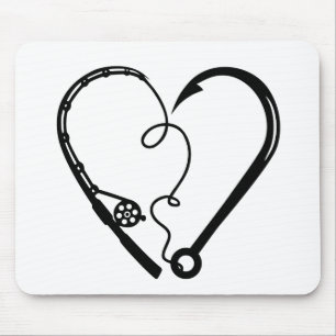 FISHING ROD HEART HOOK MOUSE MAT