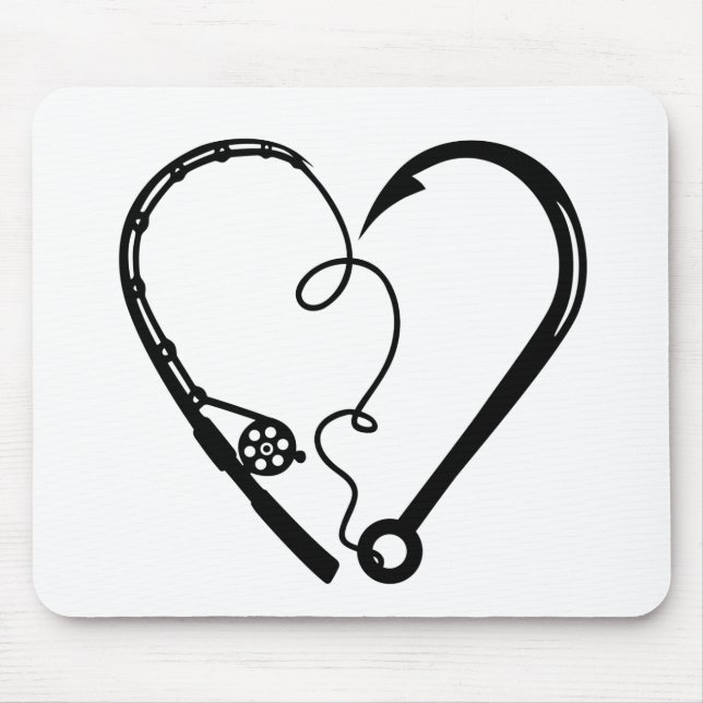 FISHING ROD HEART HOOK MOUSE MAT (Front)