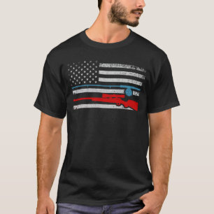 Fishing Rod Hunting Rifle American Flag T-Shirt