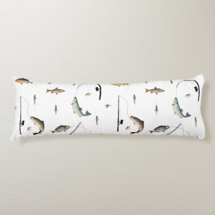 Fishing Rod & Reel Fish Theme Pattern Body Cushion