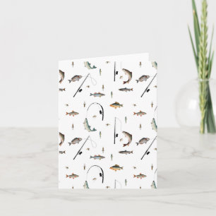 Fishing Rod & Reel Fish Theme Pattern Card