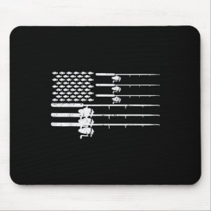 Fishing Rod Us Flag Vintage Patriotic Fisherman An Mouse Mat