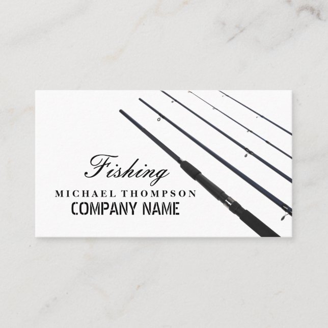 Fishing Rods, Fisherman, Fishing Tackle Store Business Card (Front)