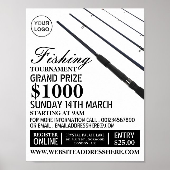 Fishing Rods, Fishing Tournament Event Advertising Poster (Front)
