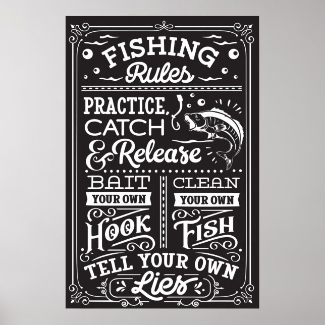 Fishing Rules List Custom Background Poster (Front)