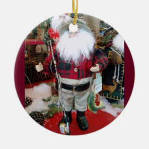 FISHING SANTA CHRISTMAS ORNAMENT
