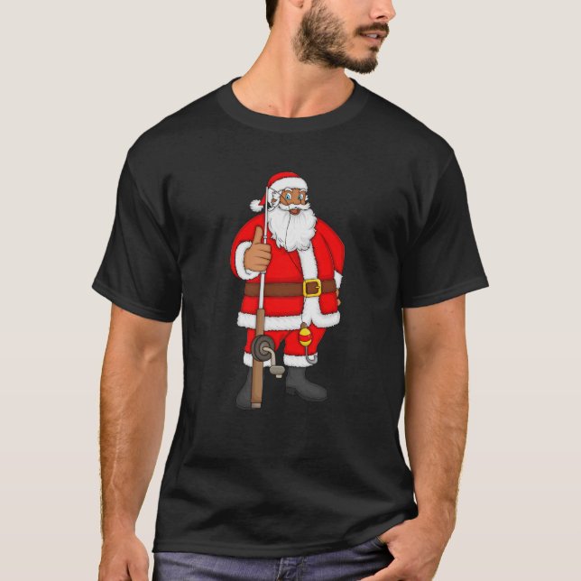 Fishing Santa Christmas Pyjamas Funny Fisherman Xm T-Shirt (Front)