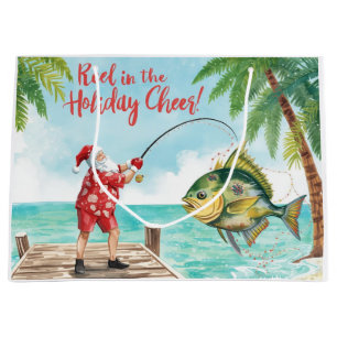 Fishing Santa Florida Christmas Gift Bag