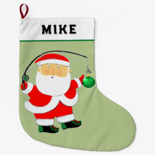 Fishing Santa Large Christmas Stocking