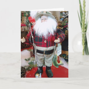"FISHING SANTA" says MERRY CHRISTMAS-CATCH BIG ONE Holiday Card