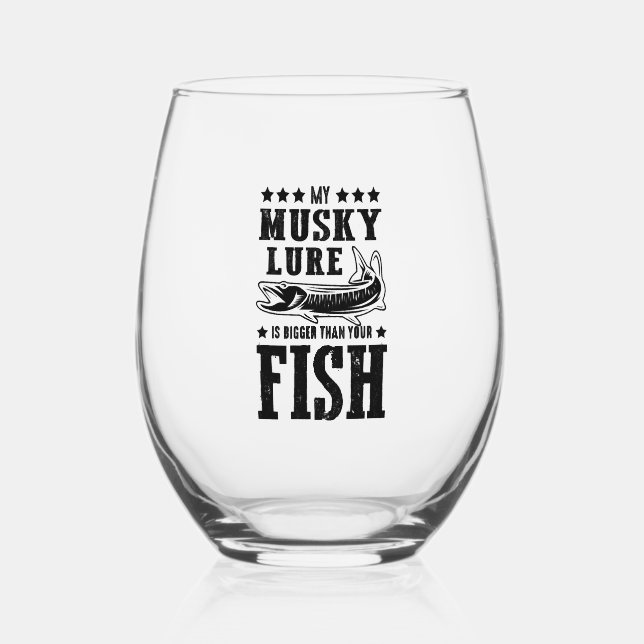 Fishing Saying Fishing Fish Stemless Wine Glass (Front)