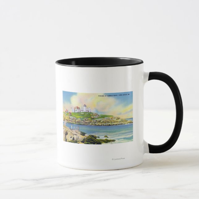 Fishing Scene at Nubble Point on York Beach Mug (Right)