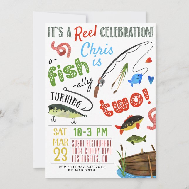 Fishing Second Birthday Invitation (Front)