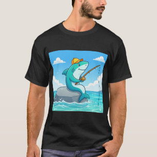 Fishing Shark – Whimsical Ocean Humour Design T-Shirt