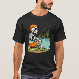 Fishing Skeleton Halloween Costume Funny Fishing T-Shirt