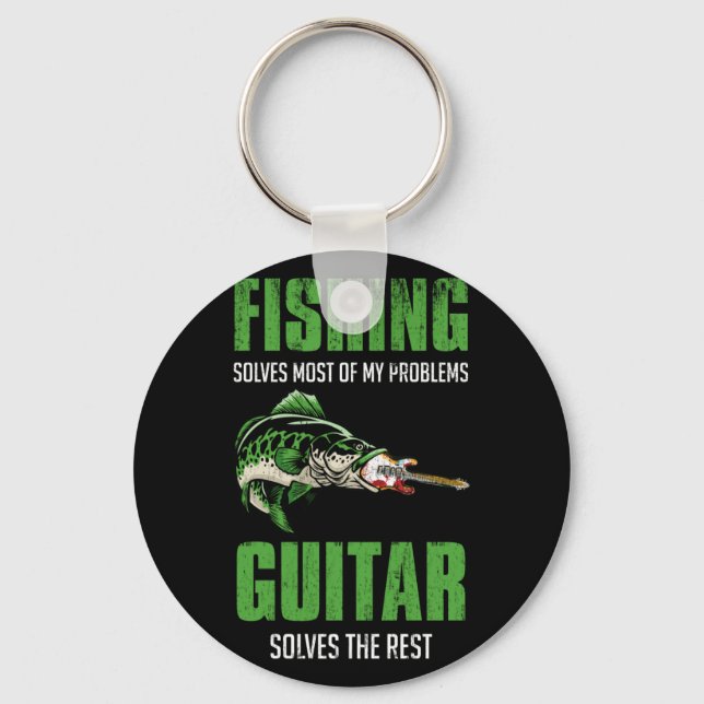 Fishing Solves Most Of My Problems Guitar Key Ring (Front)