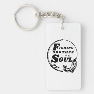 Fishing Soothes the Soul with Circular Rod Design Key Ring