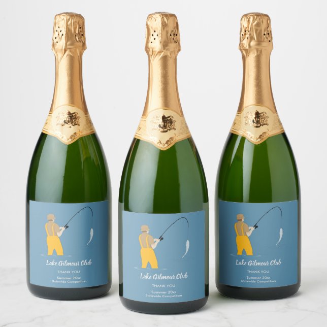 Fishing Sparkling Wine Label (Bottles)