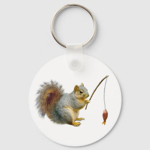 Fishing Squirrel Key Ring