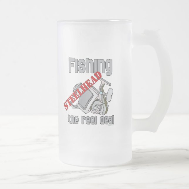 Fishing Steelhead The Reel Deal Frosted Glass Beer Mug (Right)