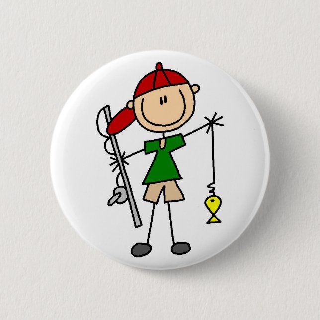 Fishing Stick Figure Button (Front)