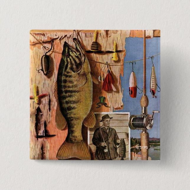 Fishing Still Life by John Atherton 15 Cm Square Badge (Front)