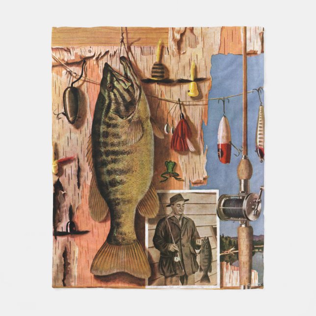 Fishing Still Life by John Atherton Fleece Blanket (Front)