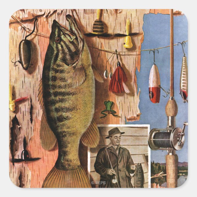 Fishing Still Life by John Atherton Square Sticker (Front)