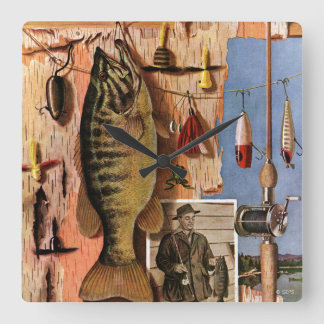 Fishing Still Life by John Atherton Square Wall Clock