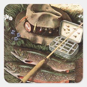 Fishing Still Life Square Sticker