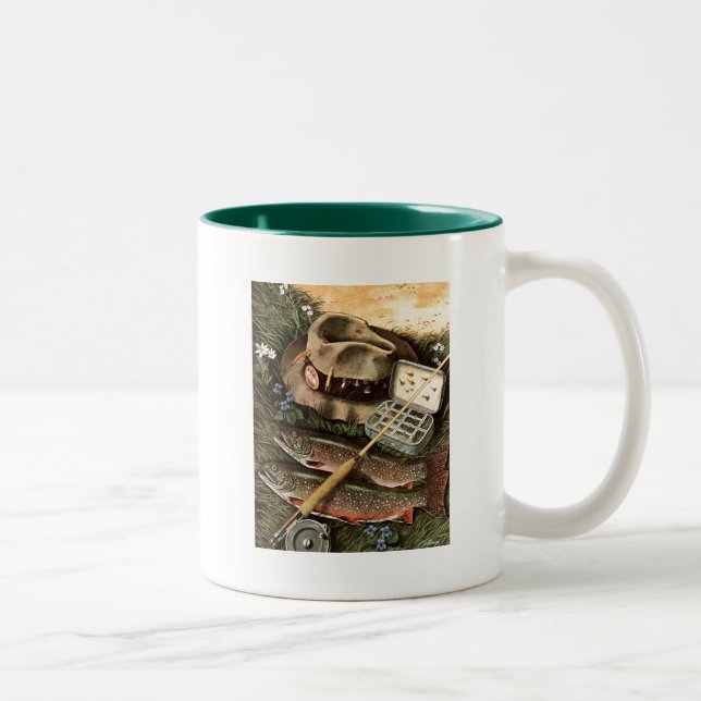 Fishing Still Life Two-Tone Coffee Mug (Right)