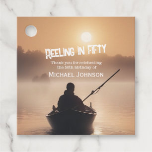 Fishing Sunrise Fisherman 50th Birthday Favour Tags