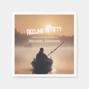 Fishing Sunrise Fisherman 50th Birthday Napkin