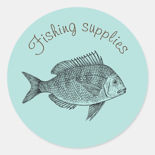 Fishing supplies design business branding classic round sticker (Front)