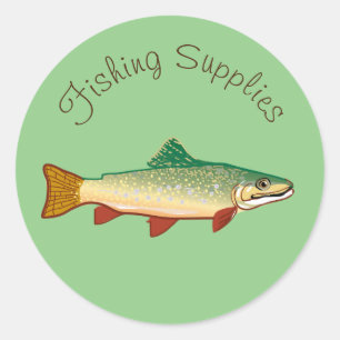 Fishing supplies design business branding classic round sticker