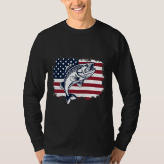 Fishing T shirt USA Fishing Flag 