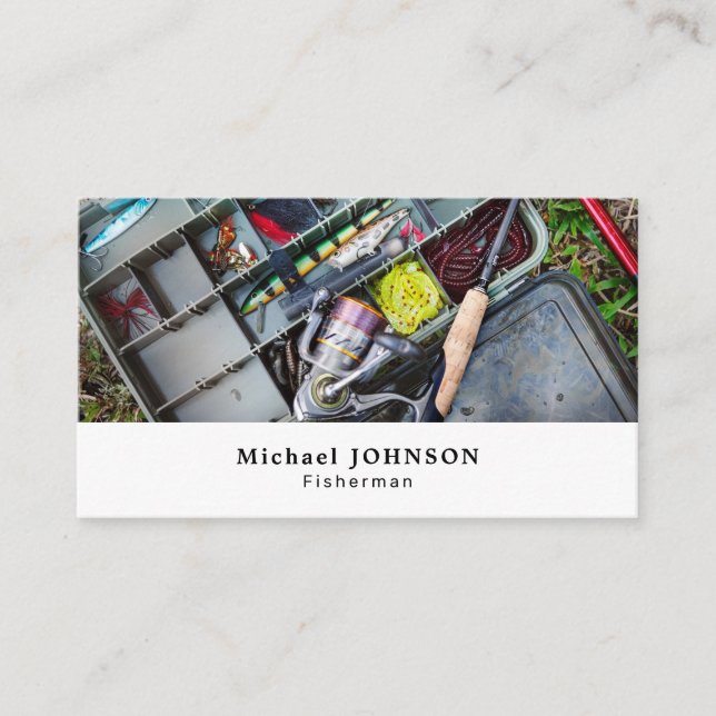Fishing Tackle Box, Fisherman, Fishing Store Business Card (Front)