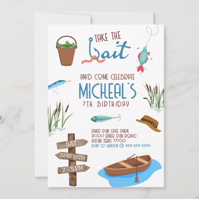 Fishing Take the Bait Birthday Invitation (Front)