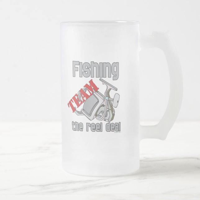 Fishing Team Fishing  The Reel Deal Frosted Glass Beer Mug (Right)