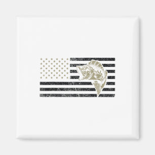 Fishing Tee For Men - Vintage Us American Flag Men Magnet
