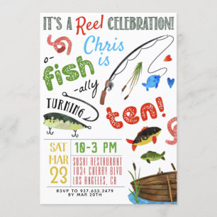 Fishing Tenth Birthday Invitation
