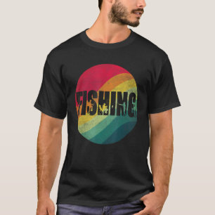 Fishing Text Retro Sunset For Fishermen T-Shirt