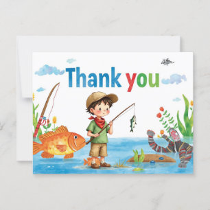 Fishing Thank You Card with Boy Fishing