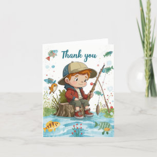 Fishing thank you card with boy fishing 