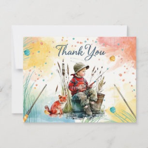 Fishing Thank You Card with Boy Fishing