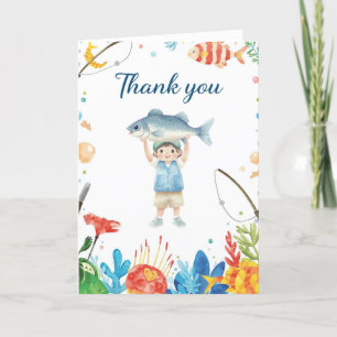 Fishing thank you card with boy fishing 