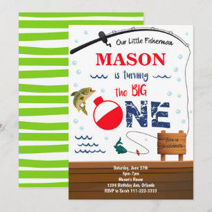Fishing The Big One 1st Birthday Invitation