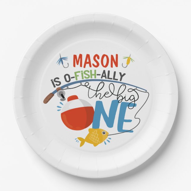 Fishing The Big One Birthday Paper Plates (Front)