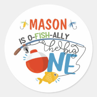 Fishing The Big One Birthday Stickers