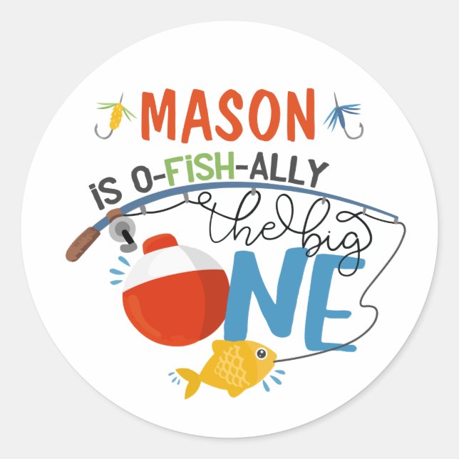 Fishing The Big One Birthday Stickers (Front)